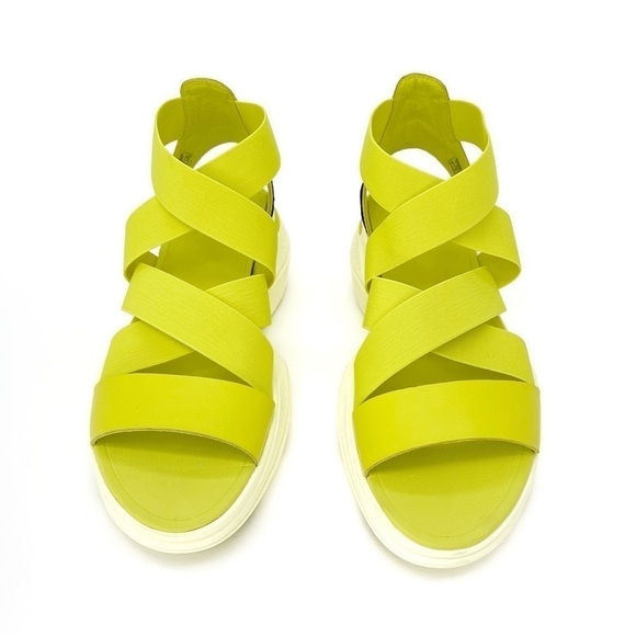 Sorel Explorer Blitz Wedge Sandal Women’s Size 9 Bolt Yellow/Green Leather New - Picture 2 of 13